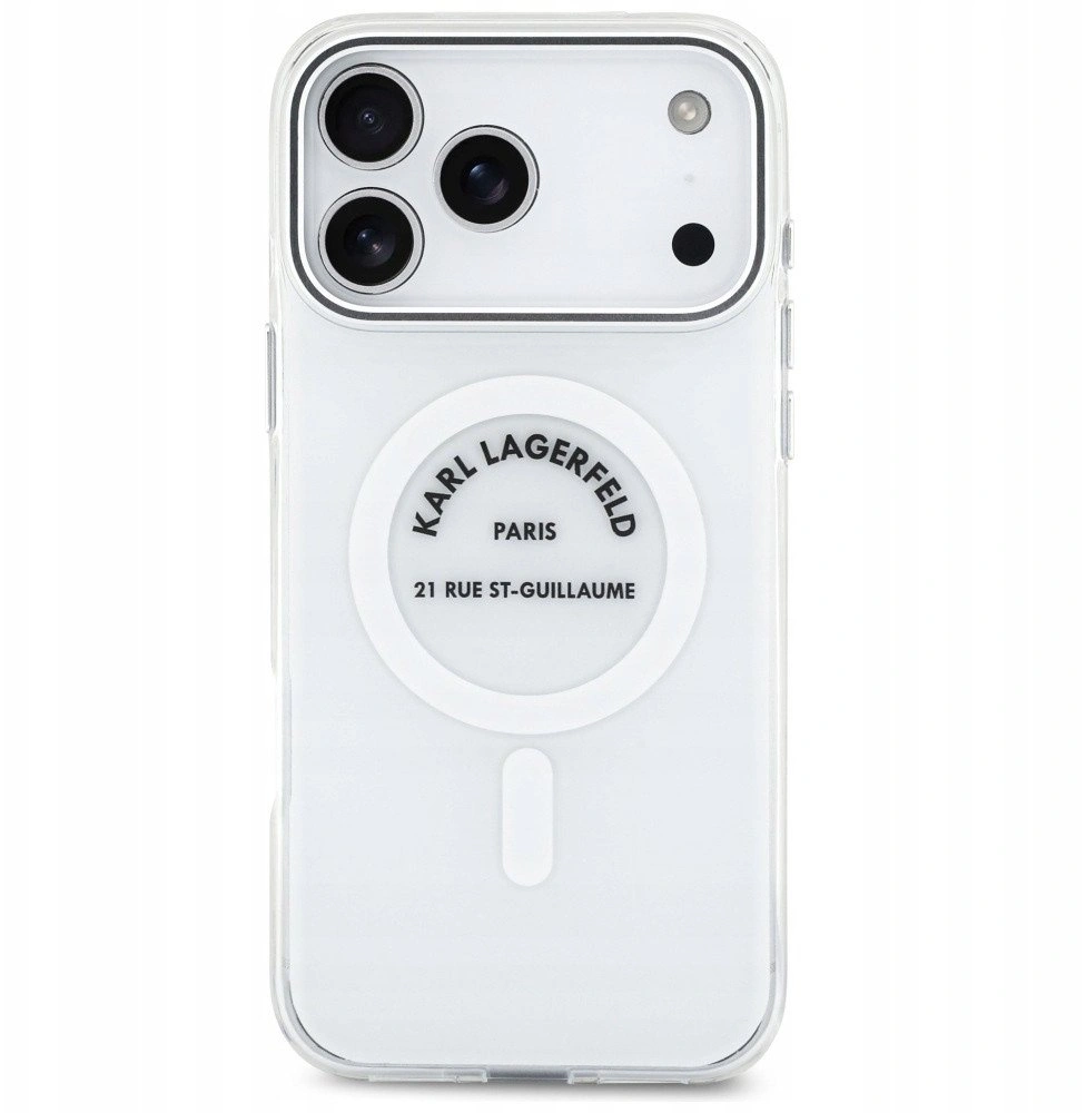 Накладка Lagerfeld для iPhone 17 Pro Max IML RSG logo Metal camera (MagSafe), Прозрачная (KLHMP17XHKRSGPT). Фото 3
