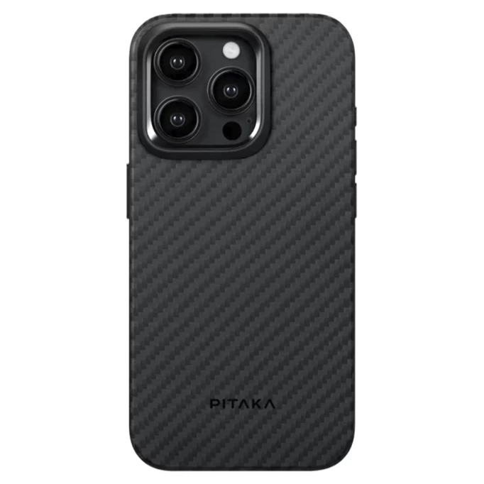 Накладка противоударная Pitaka MagEZ Case Pro 4 для iPhone 15 Pro Max, Чёрно-серая, арамид (KI1501PMP)
