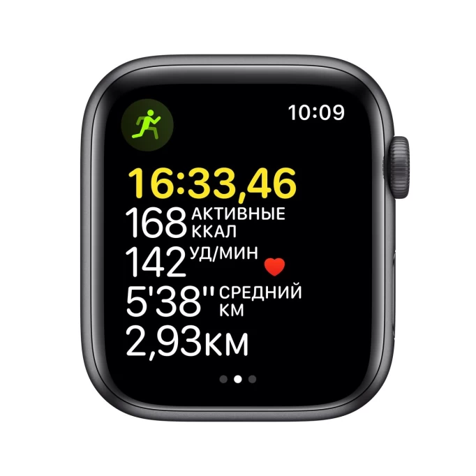Apple Watch SE 2021, 44 мм, алюминий "серый космос", спортивный ремешок цвета "тёмная ночь" (MKQ63RU/A)