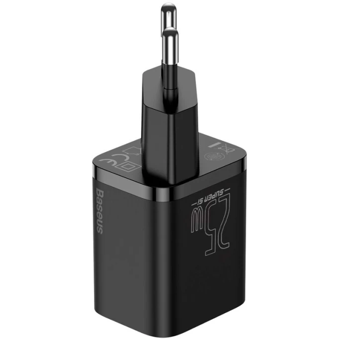 Сетевое зарядное устройство Baseus Super Si Quick Charger 1C 25W EU, Чёрное (CCSP020101)