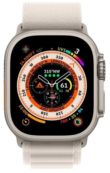 Apple Watch Ultra GPS+Cellular 49mm, ремешок "Starlight Alpine Loop" L 165–210mm (MQF13)