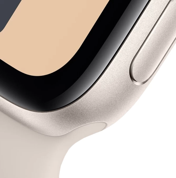 Apple Watch SE 2023, 44 мм, алюминий цвета "сияющая звезда", Starlight Sport Band, размер S/M (MRE43)