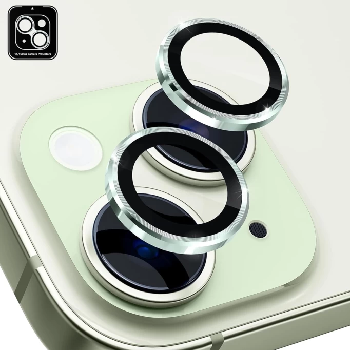 Защитное стекло на камеру Anank AR Aluminium lens Guard для iPhone 15/15 Plus, Зелёное