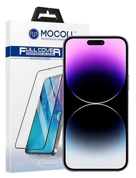Защитное стекло Mocoll 2.5D для iPhone 14 Pro полноразмерное, Чёрное