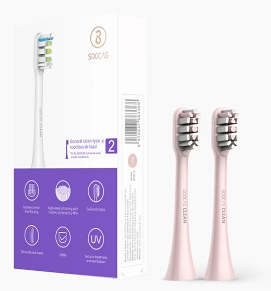 Сменные насадки для зубной щетки Soocare Soocas X3/X3U/X5, розовые