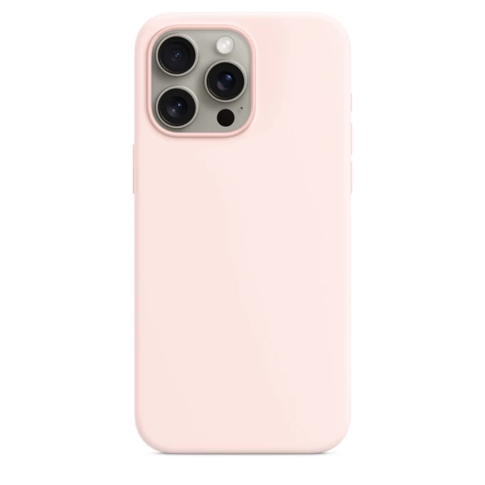 Накладка Silicone Case With MagSafe для iPhone 15 Pro, Светло-розовая