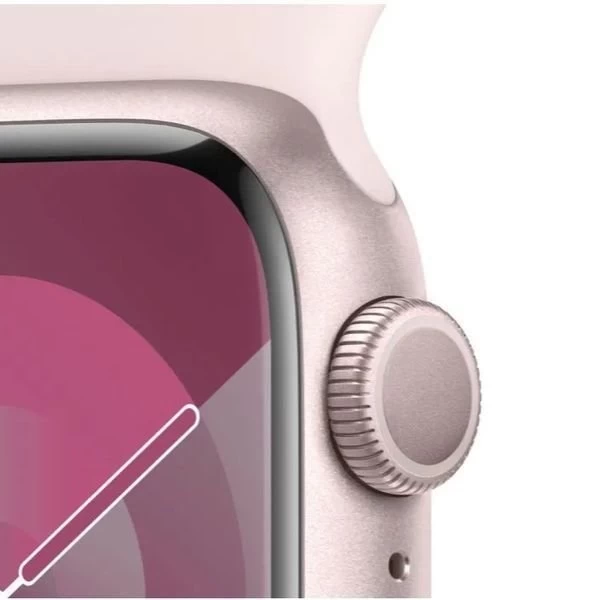 Apple Watch Series 9, 41 мм, розовый алюминий, спортивный ремешок нежно-розового цвета, размер S/M (MR933)