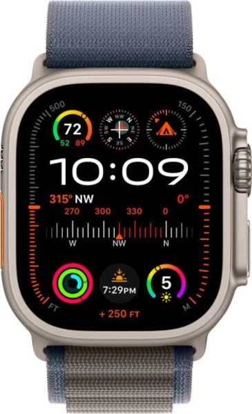 Apple Watch Ultra 2 GPS+Cellular 49mm, ремешок "Blue Alpine Loop" размер L 165-210 mm (MREQ3)