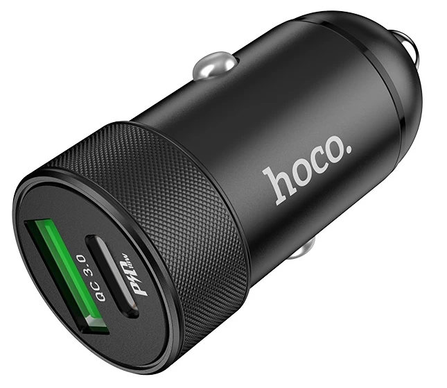 Автомобильное зарядное устройство Hoco Z32B Dual Fast Charge 27W 4.5A, Чёрное